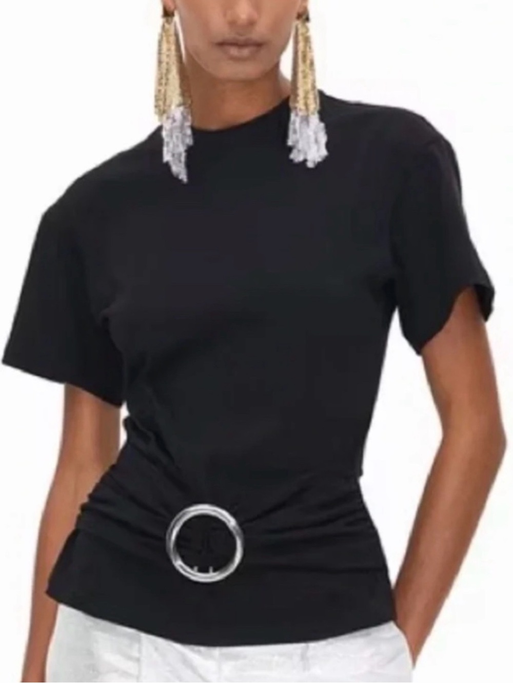 Paco Rabanne x H&M Ltd Ed Belted Ring Buckle Shirt, NWT, Sz M